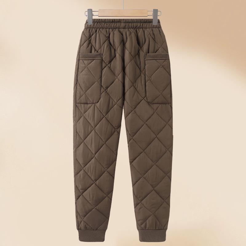 2025 Autumn/Winter Warm Elastic Waist Cotton Pants for Middle-Aged & Elderly Women - High Waist Slim Fit
