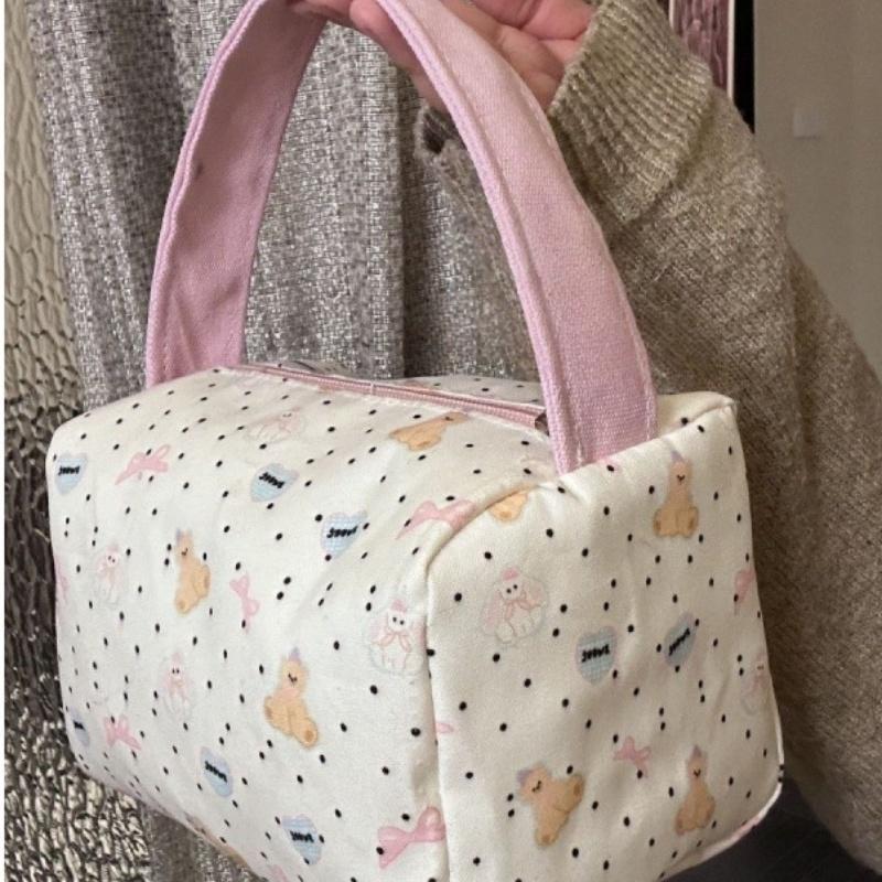 Bear Tote Bag Large Capacity Makeup Organizer Women Canvas Cosmetic Bag for School Work Travel