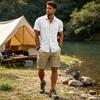 Men's Short Sleeve Work Shirt with Two Pockets Cotton Linen for Casual Everyday Wear