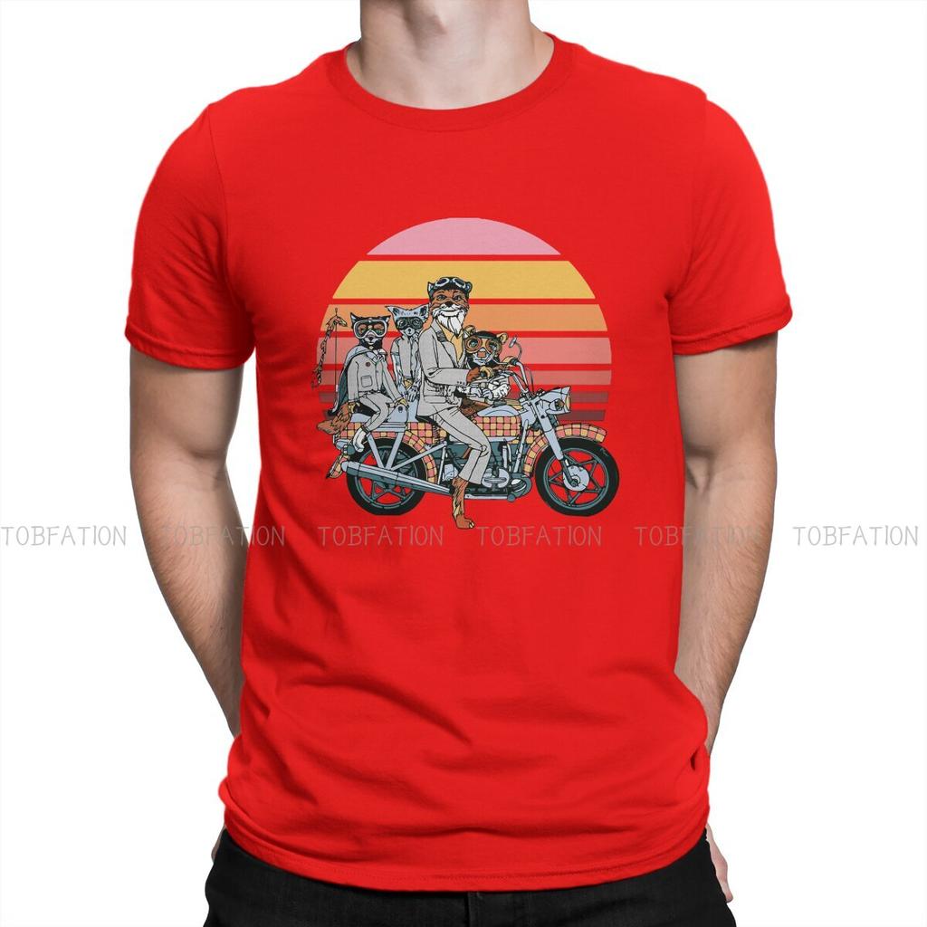 ZX Family on a Motorbike Fantastic Mr Fox Men T Shirt Classic Gothic Loose ONeck TShirt Harajuku Clothes