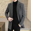 Men Woolen Coat Lapel Long Sleeve Single Breasted Jacket Coat with Pockets Solid Color Loose Fit Casual Outerwear Cold Weather Wear