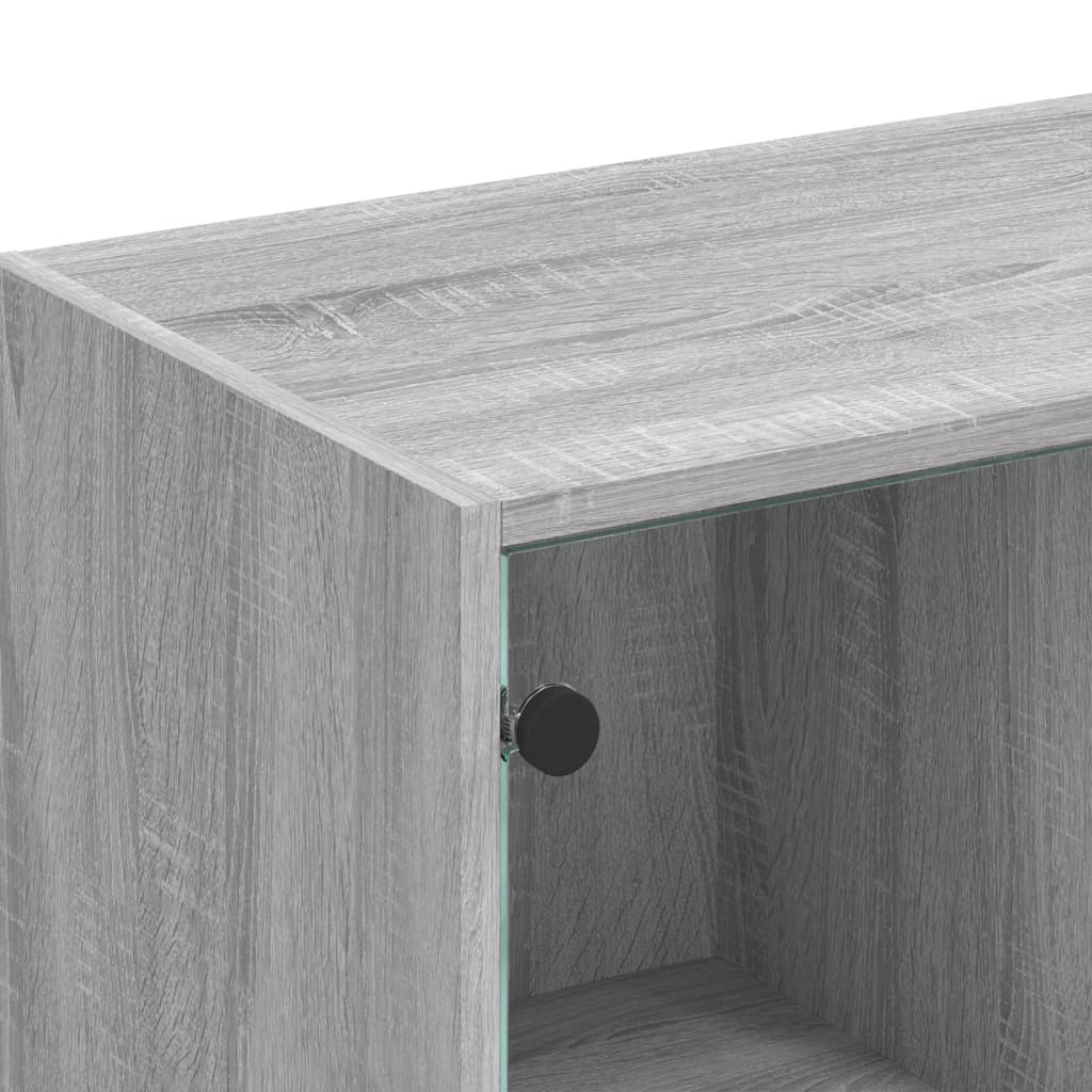 Bookshelf with Doors Grey Sonoma 136 X 37 X 109 Cm Engineered Wood