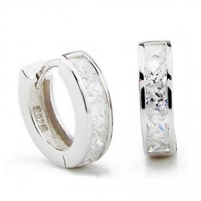 Square Zirconia Men's and Women's S925 Silver Needle Earrings