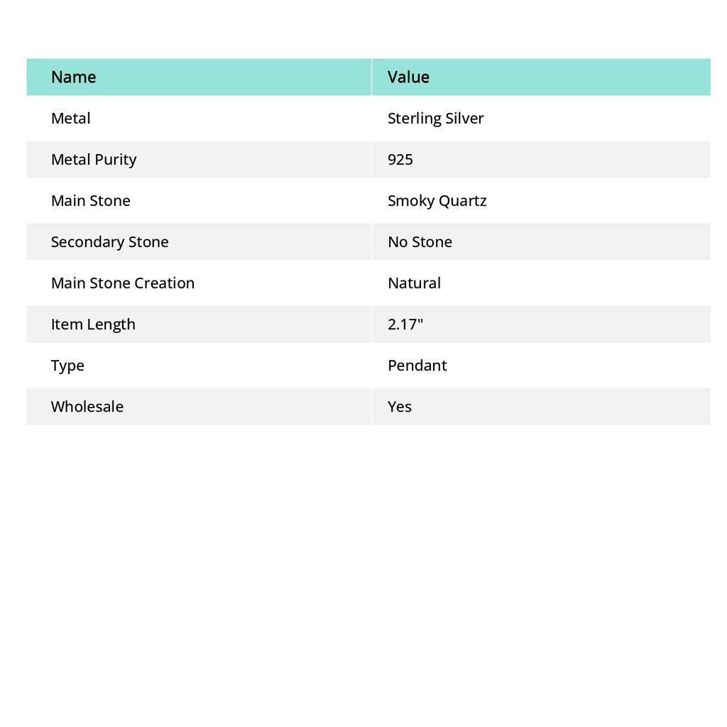 Natural Smoky Quartz Gemstone Handmade 925 Sterling Silver Pendant 2.17" d9I67