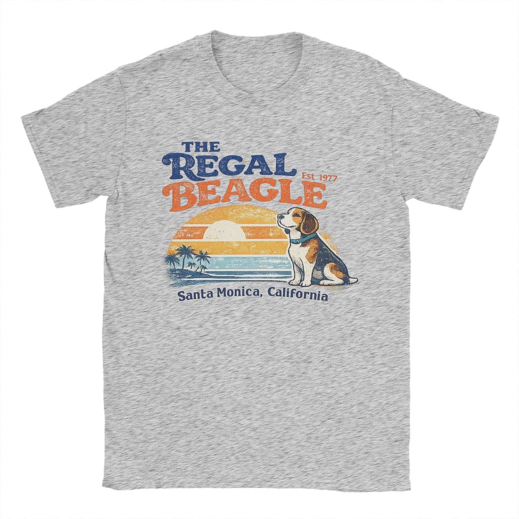 Vintage the Regal Beagle Est 1977 Santa Monica Kalifornien Herren T-Shirts Lässige T-Shirts Kurzarm O-Ausschnitt T-Shirt Baumwolle Einzigartig