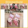Delightful Pink Christmas Gift Stockings With Santa And Snowman Nordic Style For Holidays