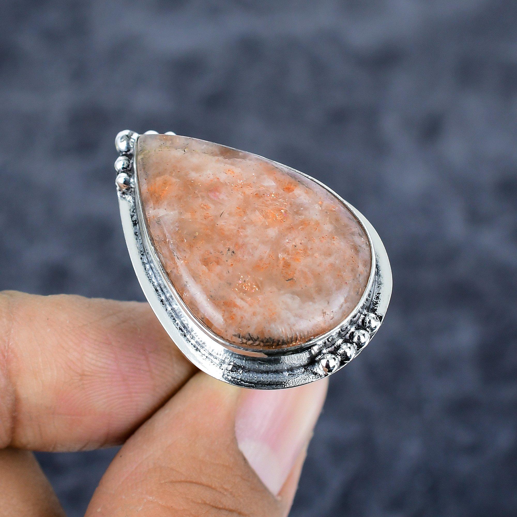 

Sunstone Gemstone Handmade 925 Sterling Silver Jewelry Ring Size 7.5 M-2808