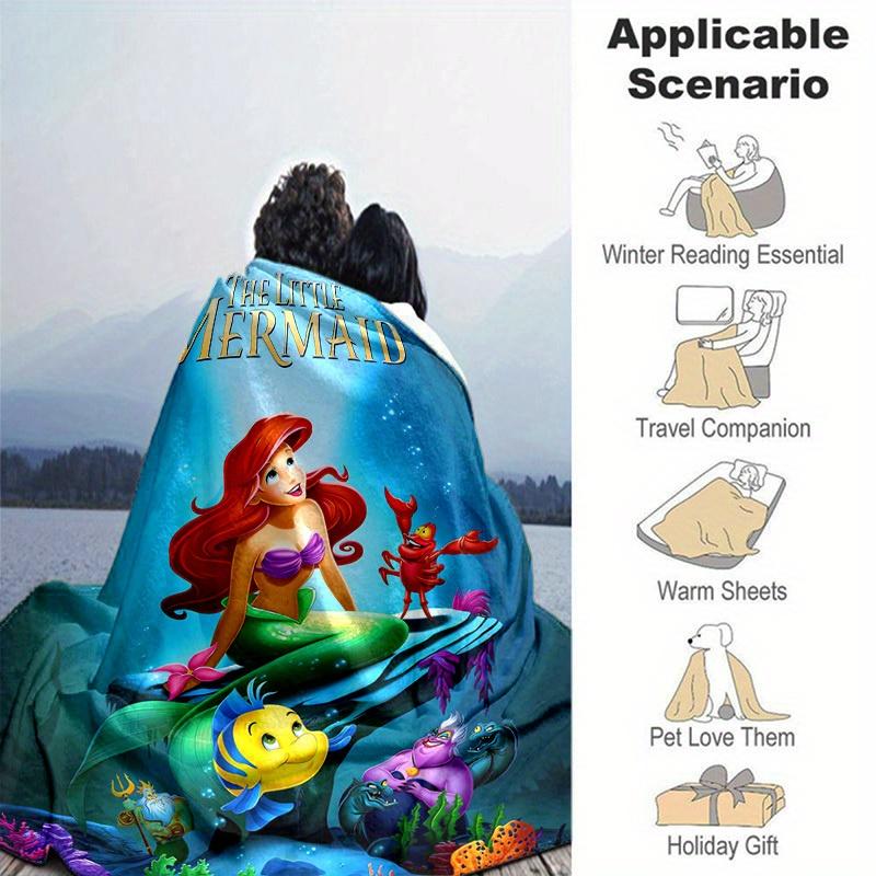 1 pièce, La Petite Sirène Ariel Décoration d'Intérieur Couverture Douce en Flanelle pour Canapé, Lit, Voiture, Plage, Bureau Idée Cadeau sieste pour Amis