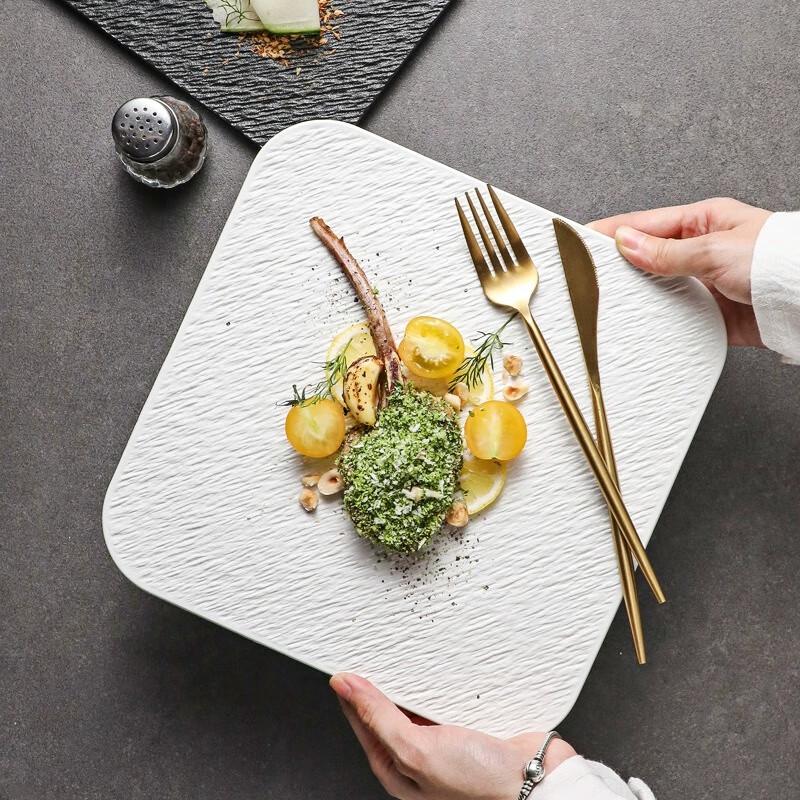 Nordic Square Ceramic Flat Dinner Plate