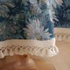 Vintage Polyester Cotton Color Woven Jacquard Oil Painting Blue Daisy Cross Fringed Tablecloth Round Coffee Table Tablecloth Dining Table Cloth
