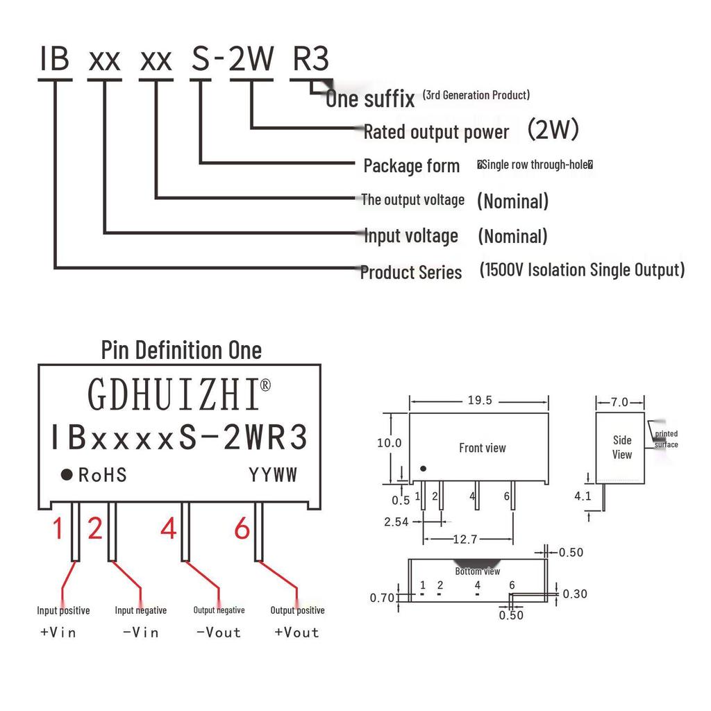 IB0905S-2WR3 Industrial 9V To 5V Step-Down DC-DC Isolated Power Module