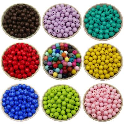 Fashion Fashion High-quality Multicolor DIY 100PCS 8mm Solid Color for Jewelry Making Round Loose Beads New