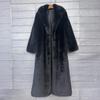 Cappotto Lungo Spesso da Donna in Ecopelliccia con Revers – Soffice Design Imitazione Toka per l'Inverno