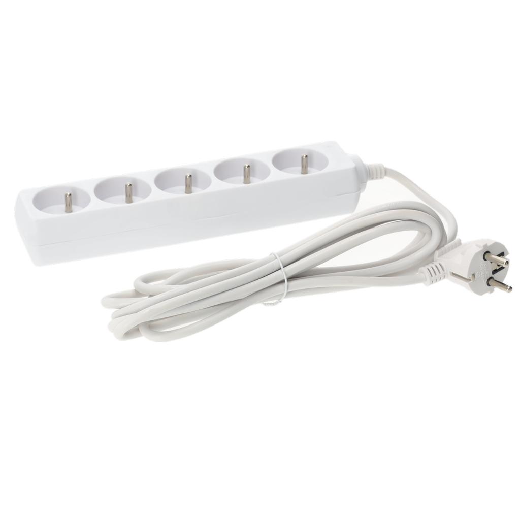 5-socket extension cord, 3 , with grounding, white