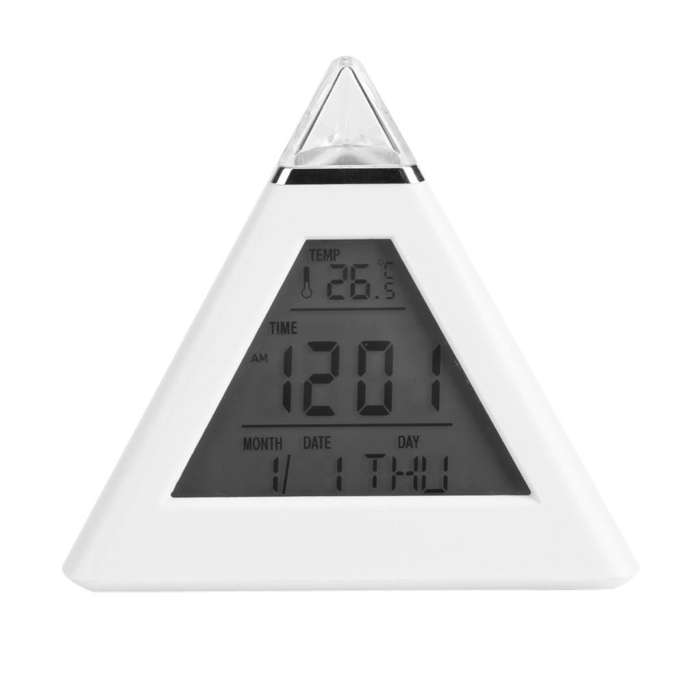 White Digital Alarm Clock Pyramid Table Clock Multifunctional LED Alarm Clock  Office