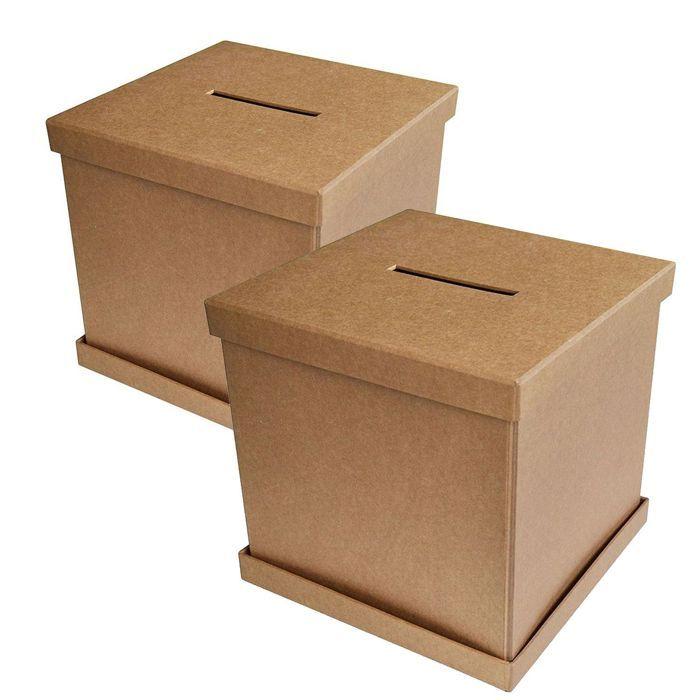 2 Square Kraft Urns 25 Cm