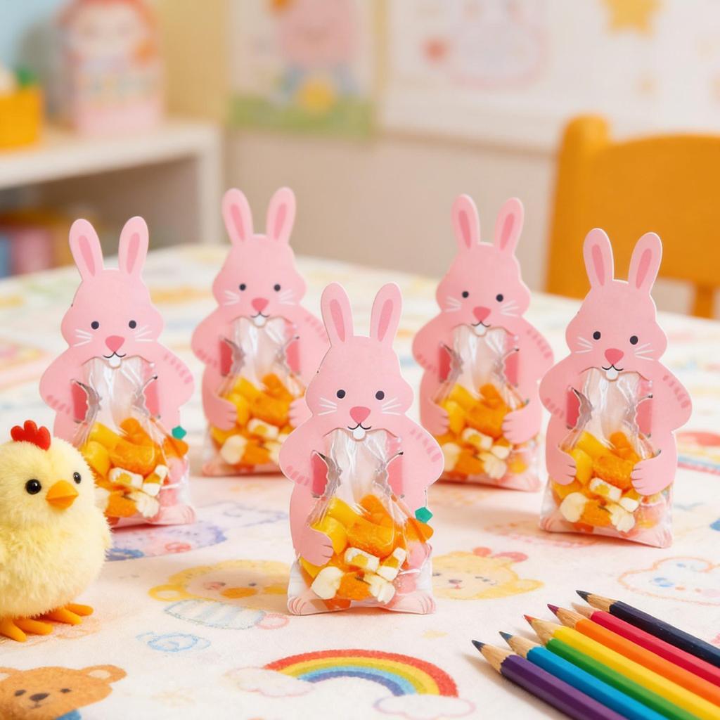 Easter Bags 20 Pieces Festive Party Supplies Pouches Bunny Treat Bags for Cookie Snack Toy Family Gatherings Classroom Exchange