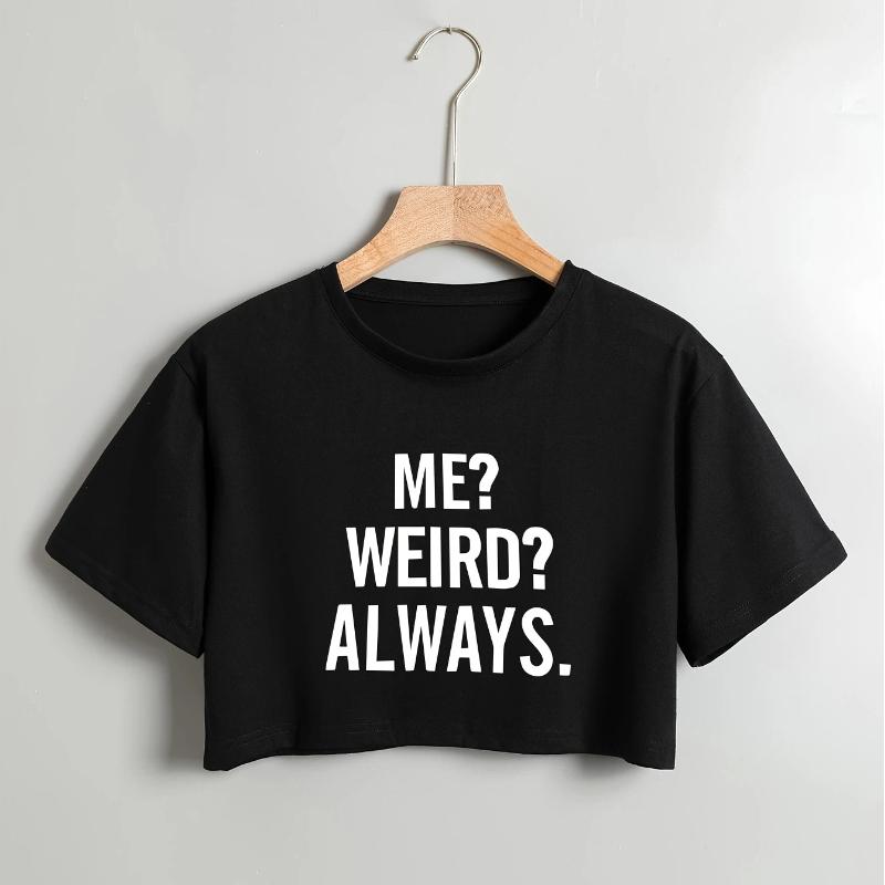 

Cotton Blend Short Sleeve ME Letter Print Crop T-Shirt - Soft Semi-Sheer Micro Elasticity Crew Neck Sexy Style XL чорний