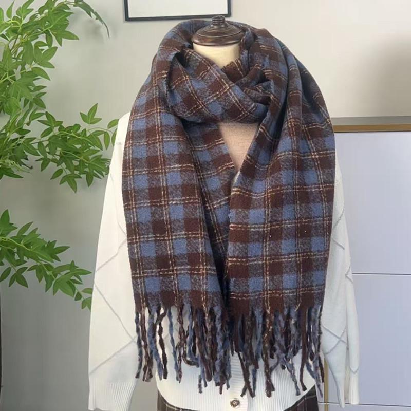Hochwertiger Schal im koreanischen Stil mit Karomuster: Warmer, verdickter Kaschmir-ähnlicher Schal für Studenten und Paare