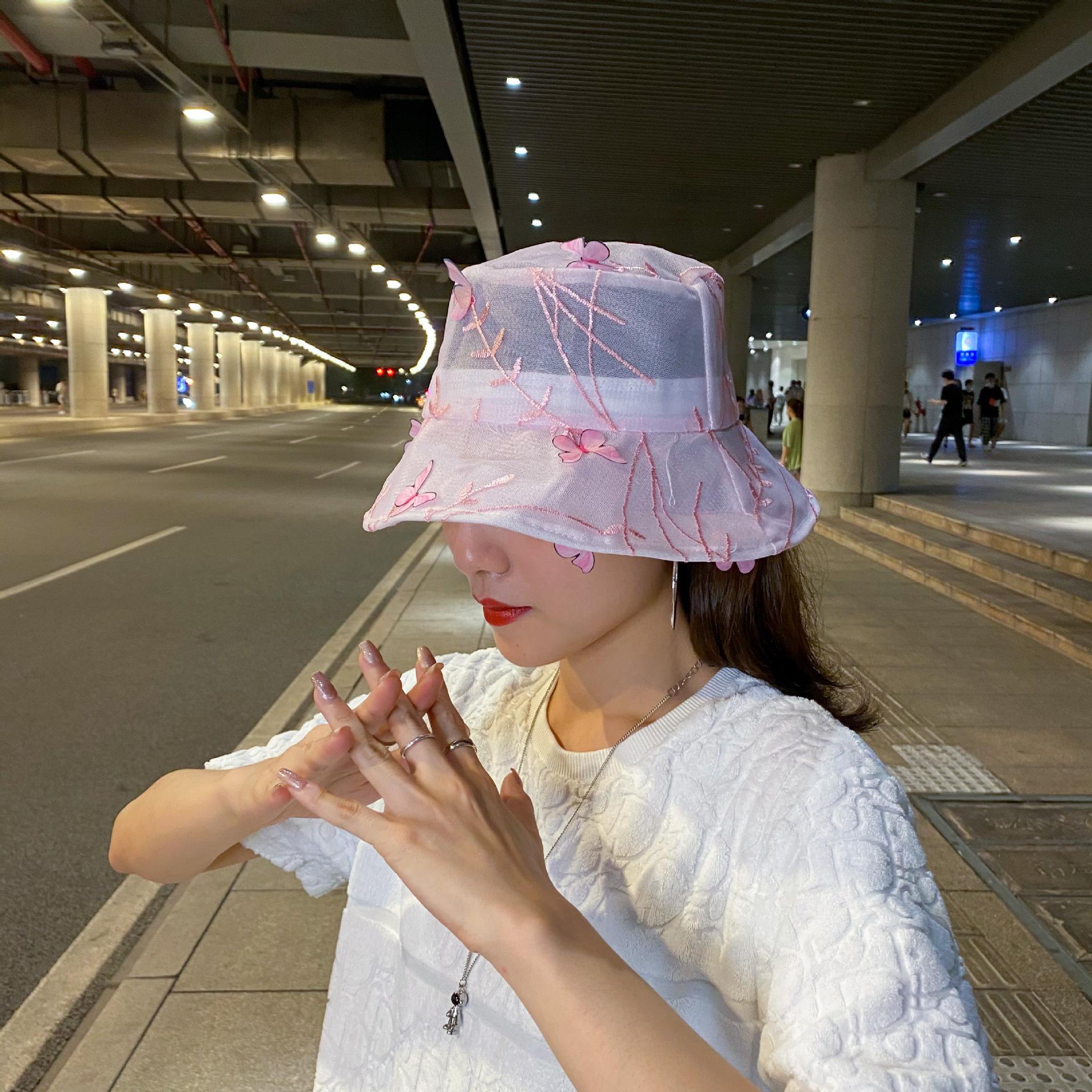 

Женская шляпа рыбака дышащая 3D бабочка милая и симпатичная шляпа от солнца из органзы one size розовый