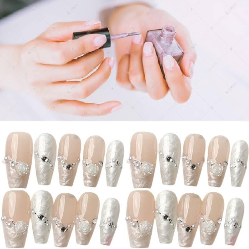Handmade Long Floral Nail Sticker Wholesale For Women Xs S M L Pure Desire Style
