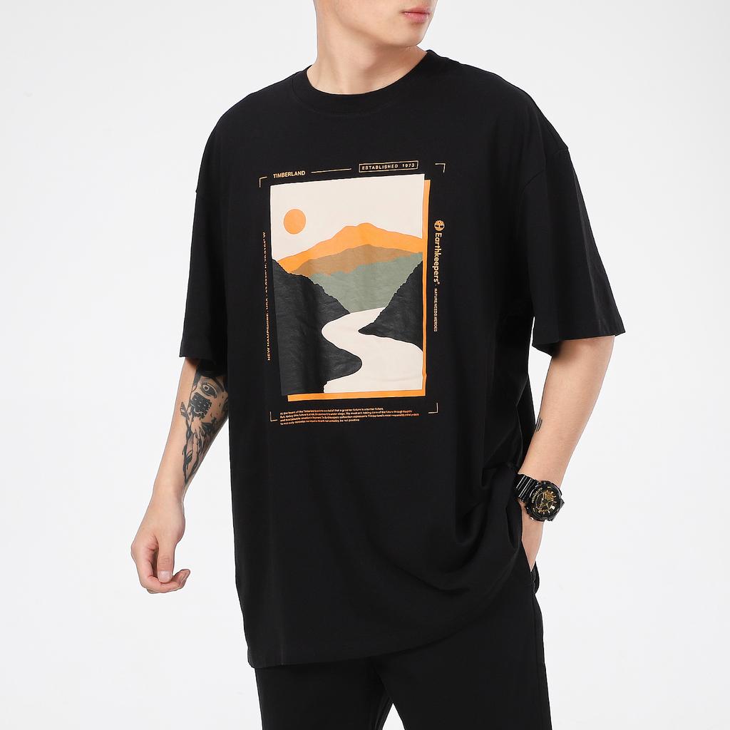 Timberland Graphic Earthkeeper Crew Neck Quick-Dry T-Shirt Men Tops Black A2CG8-001