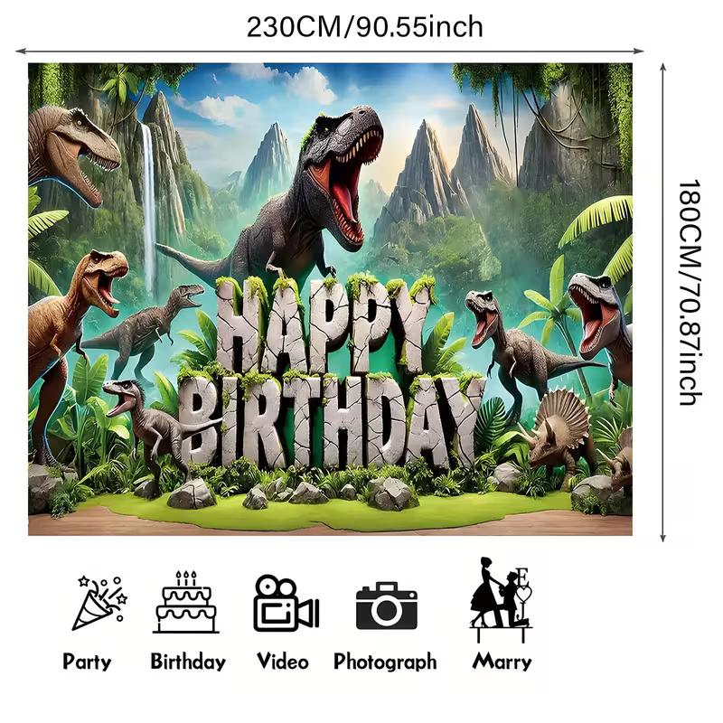 2D Dinosaurier Geburtstag Hintergrund Banner - Kinder Dschungel Party Foto Hintergrund