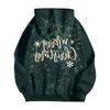 Women's Fashion Casual Christmas Print Long Sleeve Sweatshirt Pocket Jacket Zipper Hoodie Coat