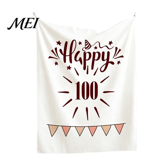 Integrated Hanging Cloth Baby Birthday Backdrop, Greenery Forest Banner for Boy Girl, Banquet Decoration 100 Day Celebration Party Decorations, Photo