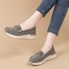 Women Wedge Chunky Shoes Platform Loafers Casual Thick Sole Elevator Slip on Black Shake Shoes Large Size