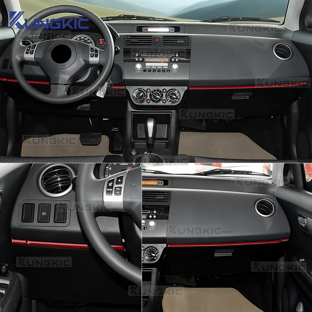 For Suzuki Swift ZC31S 2005 2006 2007 2008 2009 2010 Real Soft Carbon Fiber Sticker LHD RHD Car Center Console Passenger Trim