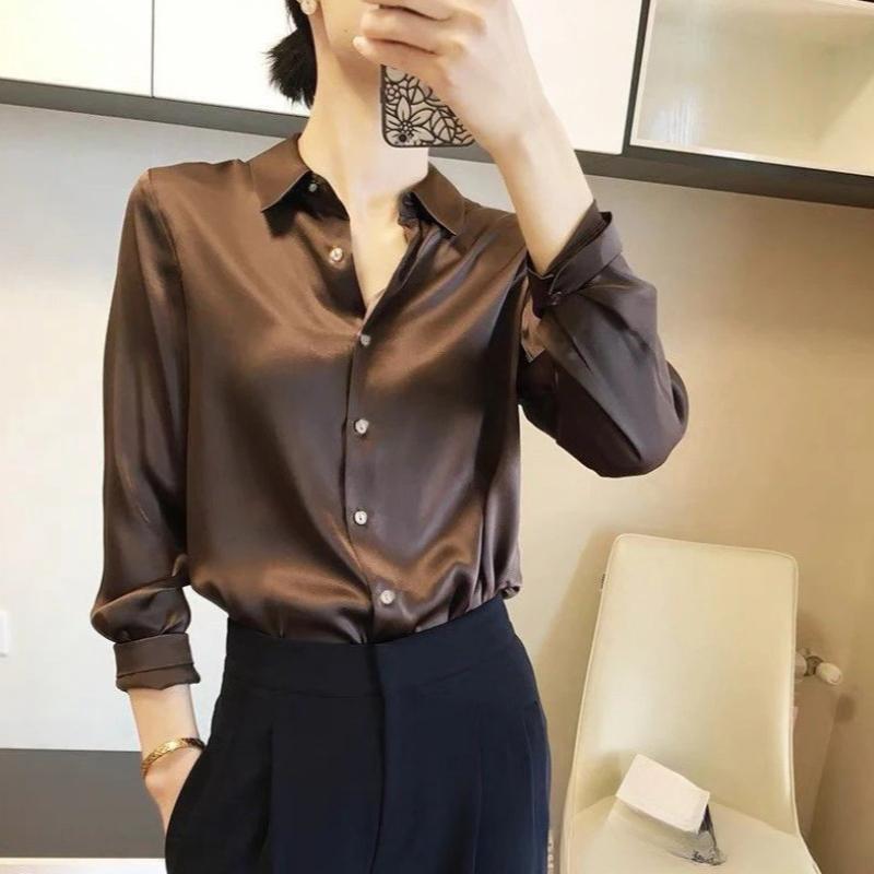 Spring and Summer Simple Temperament Loose Office Shirts for Women Fashion Long Sleeve Plus Size Casual Blouses Women Solid Slim Fit Ladies Tops 26193