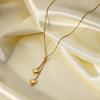 European & American 14K Gold Titanium Y-Shaped Necklace with Double Heart Pendants - Women's Fashion Style.