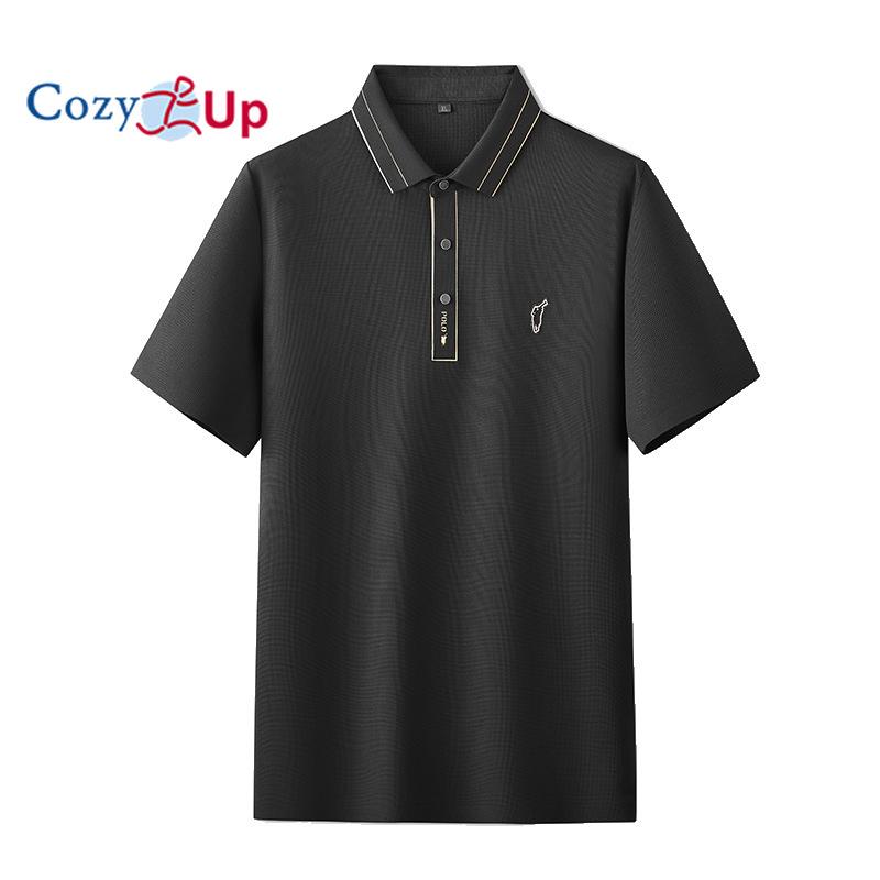 Cozy Up Fat and Oversized Waffle Short Sleeved Lapel Thin Business Ice Silk Solid Color Short Sleeved Polo Shirt for Men