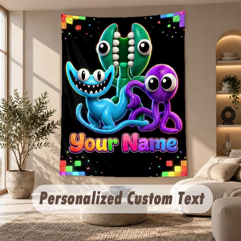 Rainbow Friends Tapestry, Personalized Custom Text, Wall Hanging Tapestry For Living Room Home Wall Decor