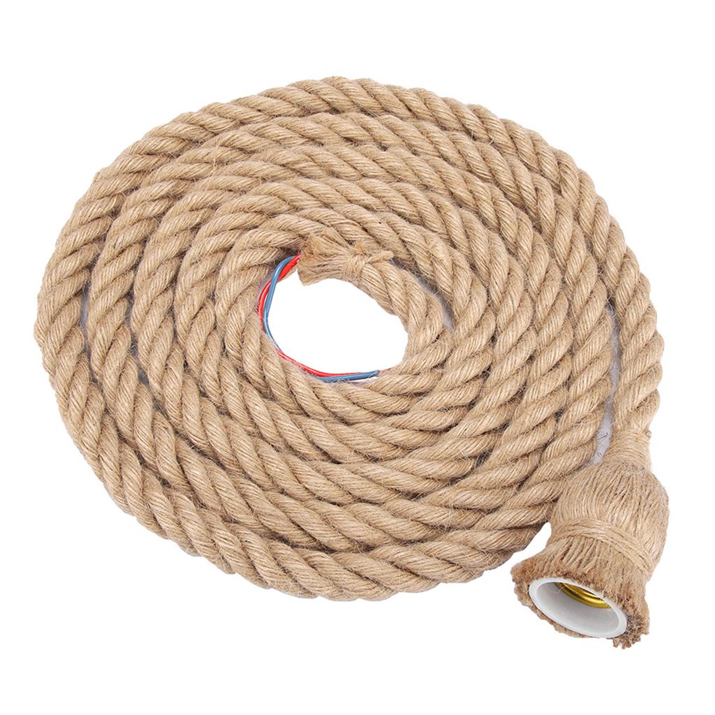 2m E27 Vintage Hemp Rope Ceiling Light Base Pendant Lamp Bulb Holder 85 265V