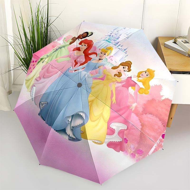 

Princesses Castle Themed Automatic Opening and Closing Umbrella, Brightly Colored 8-rib Portable Umbrella, Suitable for Men and Women, A Perfect Gift