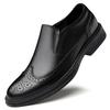 Fashion Elegantes Genuine Leather Men Brogue Shoes Man Dress Shoes Slip On Business Casual Shoes Classic Leather Breathable Oxford Shoes