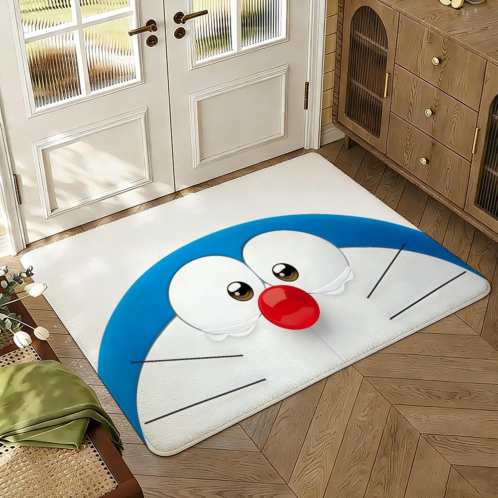 Doraemons Cartoon Fans Floor Mat Soft Thickened Absorbent Non-Slip Bedroom Living Room Door Mat Home Decor Flannel Rugs