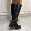 fashion Vintage Soft Leather Women Knee-High Boots Elegant Low Heel Shoes Ladies Concise Long Botas De Mujer