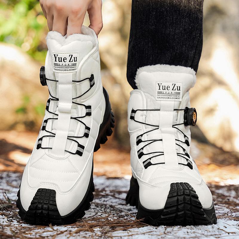 Men's plush velvet padded warm winter thick bottom heightening casual hiking outdoor mountaineering snow boots cotton boots