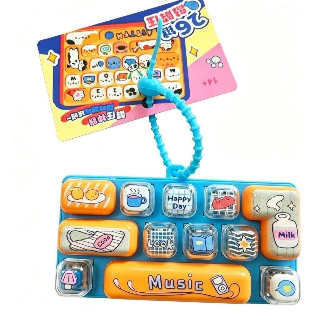 Clicker Sound 12 Keys Keyboard Keychain Pressable Keys Stress Relief Fidget Toy  Bag Ornaments