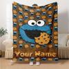 Name Custom Cookie Monster Cartoon Print Flannel Blanket High Quality Warm Comfortable Cover for All Seasons Perfect for Gifts Home Decor