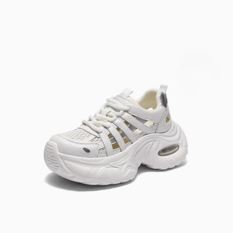 

Увеличивающие рост Перфорированные Папины кроссовки Женские сетчатые сандалии Женские сандалии Летняя дышащая спортивная обувь 40 белый