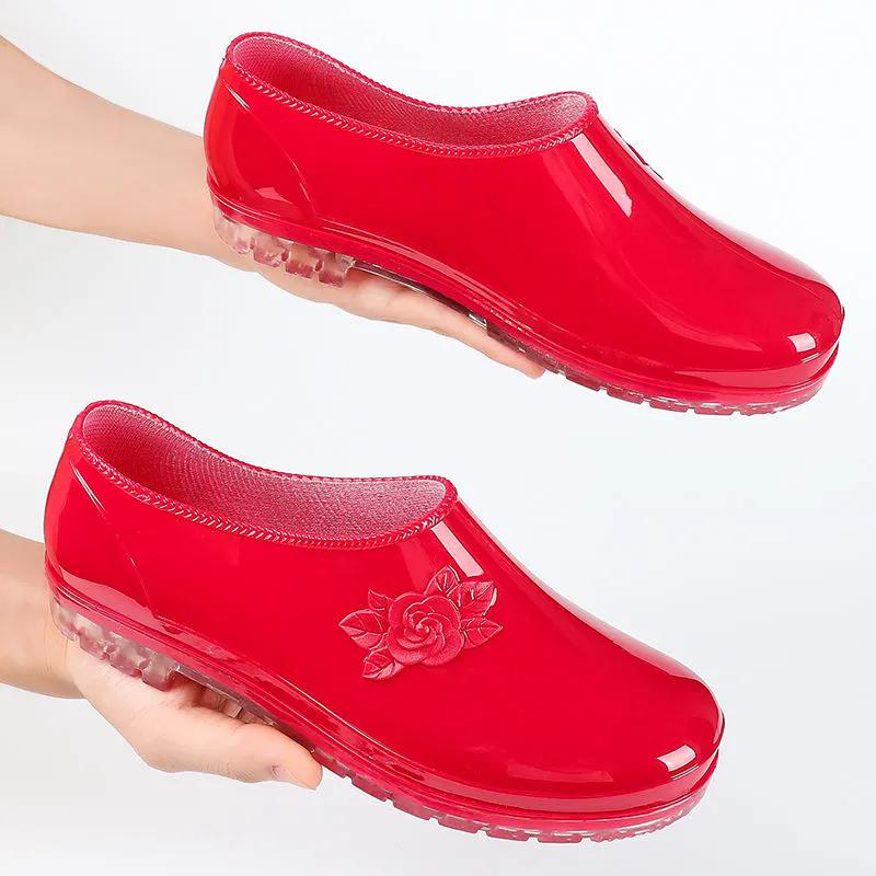 WTEMPO Nepromokavé protiskluzové měkké nízké tlusté podpatky pracovní boty dámské velké jednobarevné ležérní jednobarevné boty