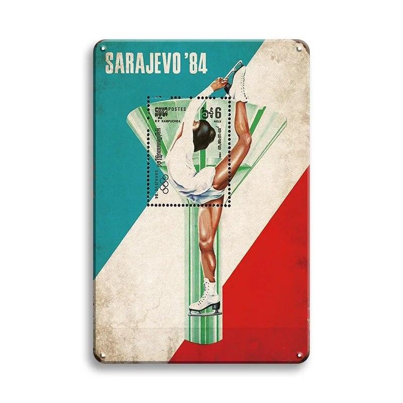 Skiing Baseball Metal Sign Austria Vintage Posters Sport Club Ski Metal Plaque Decorative Metal Plate Iron Painting Sport Wall