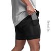 Men's Summer Muscle Size Shorts Simple Leisure Quick-Drying Shorts Exercise Loose Belt Bile Blue Ball Shorts Fitness Stretch 5" Shorts