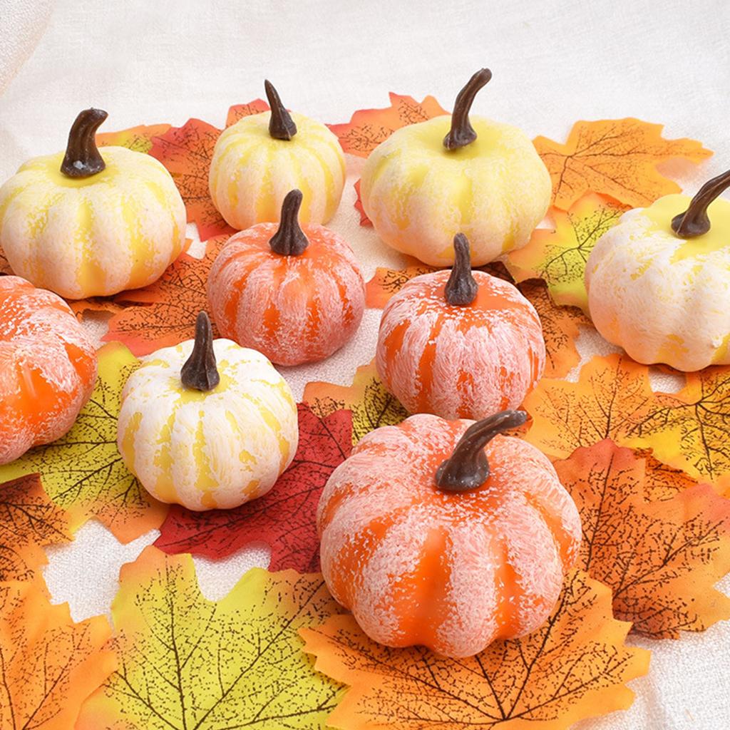 12PCS Artificial Pumpkins Fake Foam Pumpkins Fall Decorations for Autumn Harvest Festival Thanksgivi