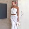 1116 European and American Summer Pure Cotton High-end Fungus Edge Drawstring Pleated Vest Suspender Wide-leg Pants Two-piece Set
