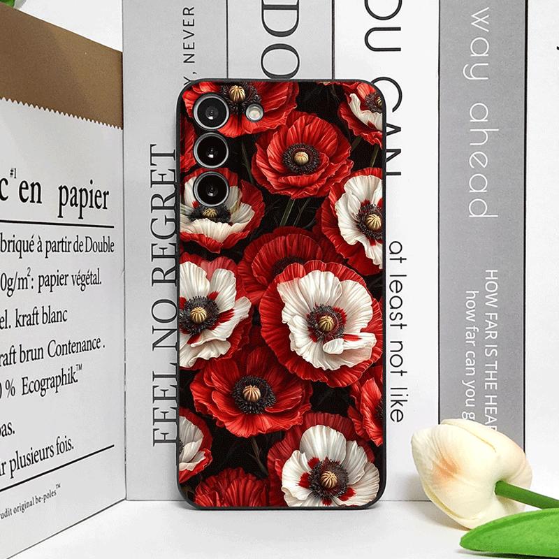 Retro Poppy Flower Bloom Hot Red Printed Phone Case for Motorola Moto Edge 50 Fusion 60 Stylus 40 30 Neo G75 G85 G84 G54 Covers